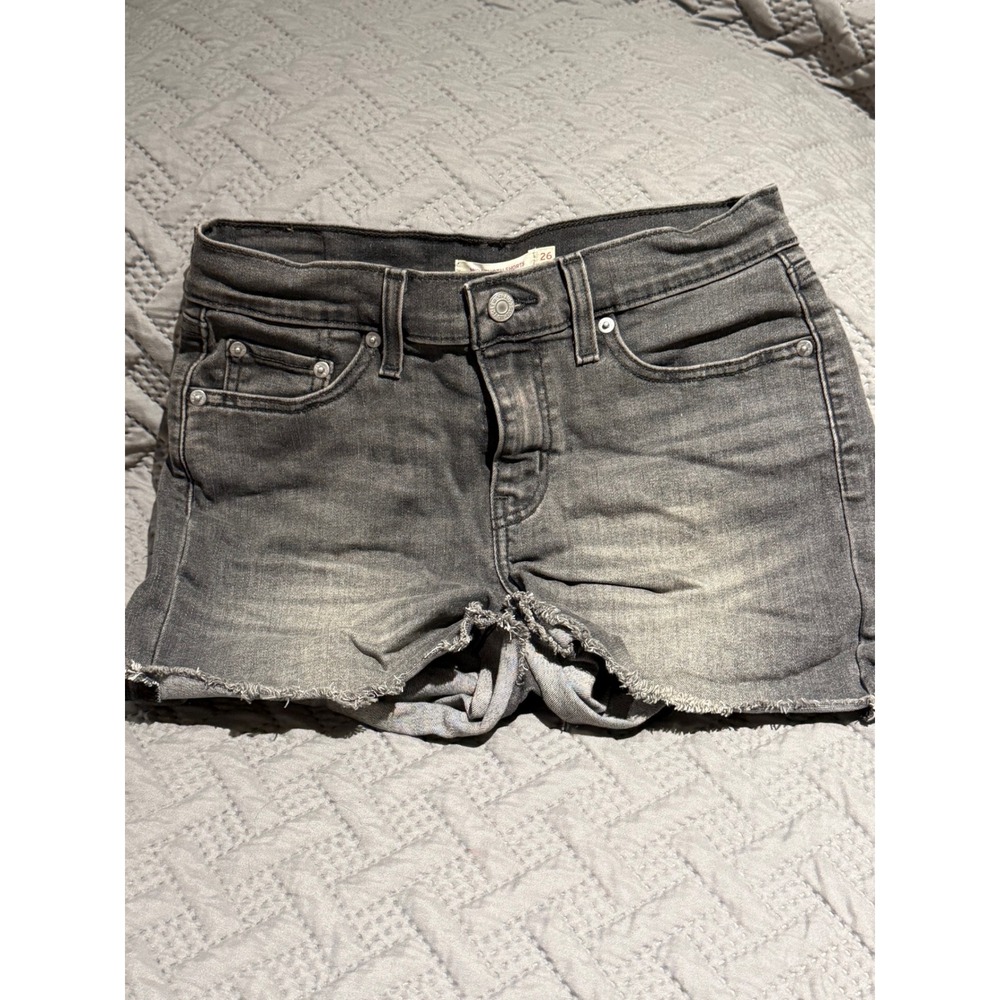 Levi's Charcoal Black Wash Cutoff Shorts Frayed Hem Women's 26